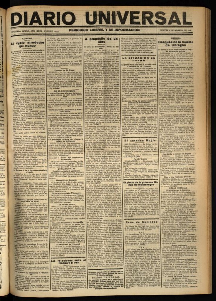 Miniatura de Diario Universal del 2 de agosto de 1928