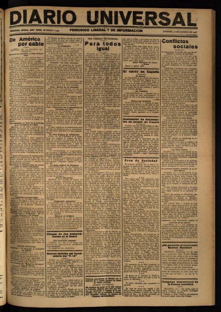 Miniatura de Diario Universal del 10 de agosto de 1928