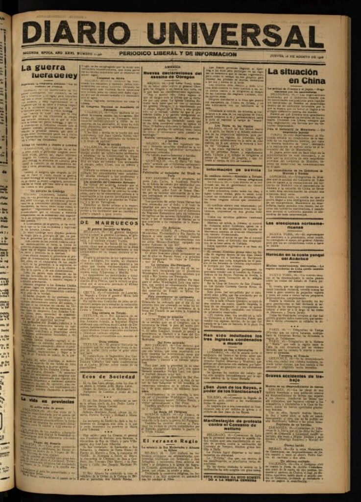 Miniatura de Diario Universal del 16 de agosto de 1928