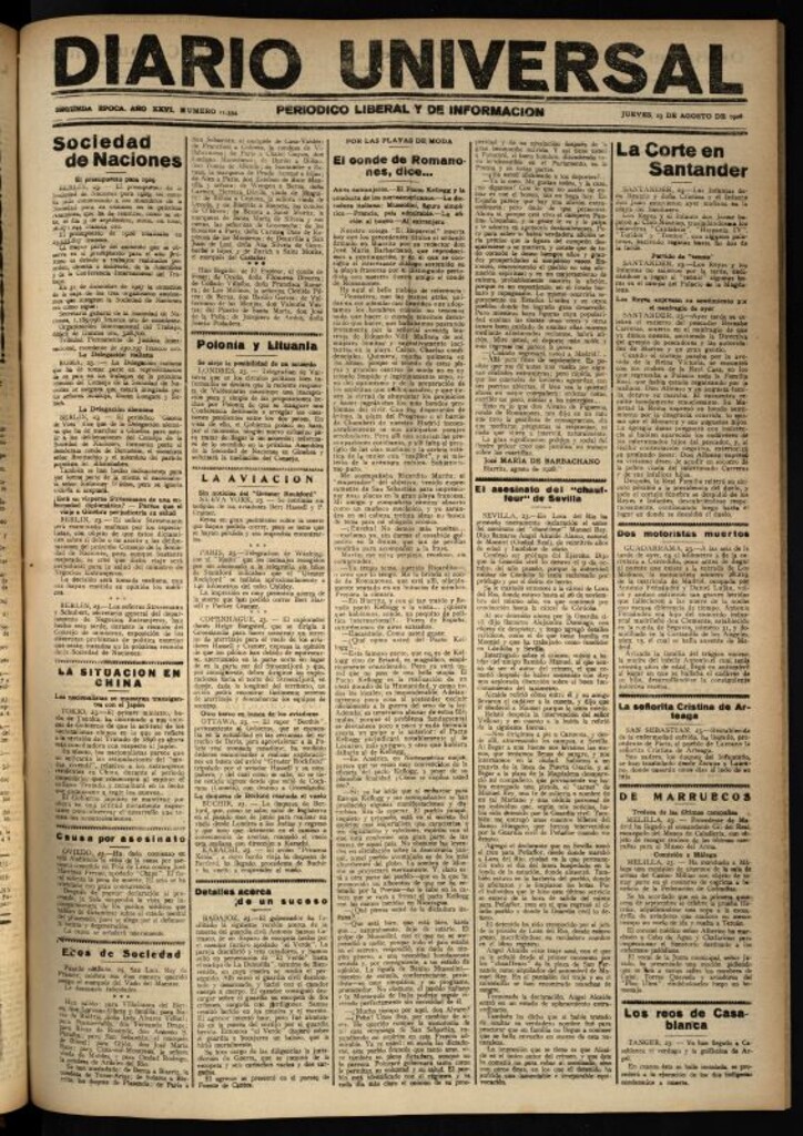 Miniatura de Diario Universal del 23 de agosto de 1928