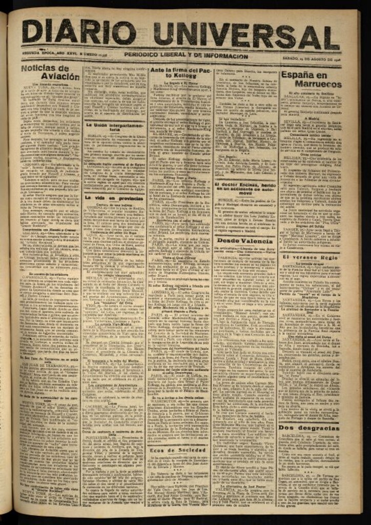 Miniatura de Diario Universal del 25 de agosto de 1928