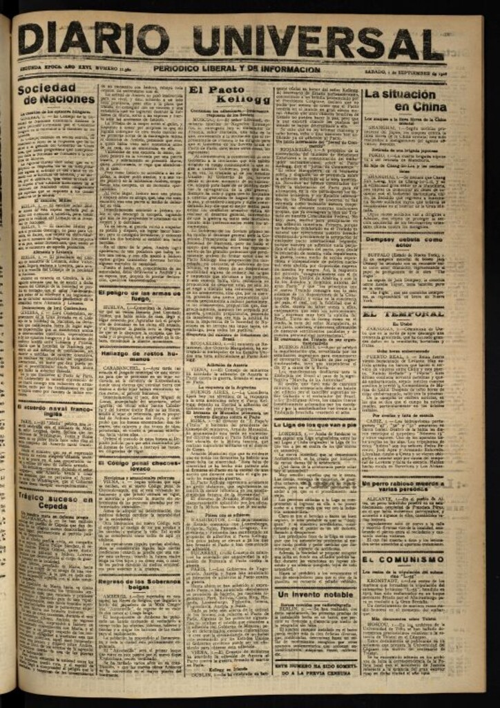 Miniatura de Diario Universal del 1 de septiembre de 1928