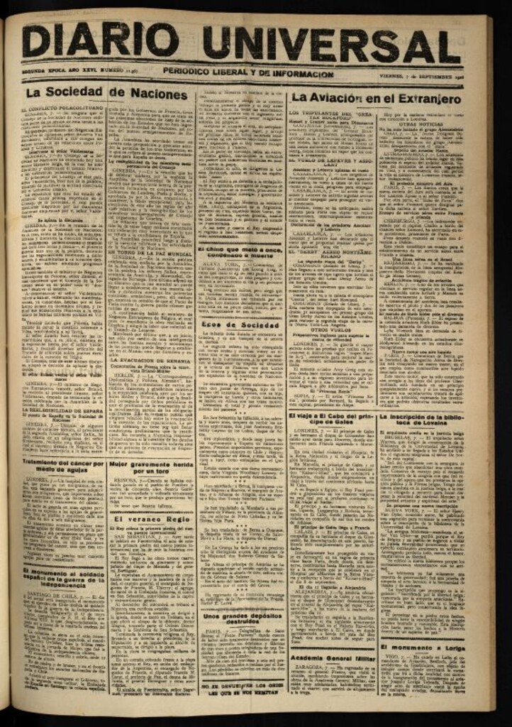 Miniatura de Diario Universal del 7 de septiembre de 1928