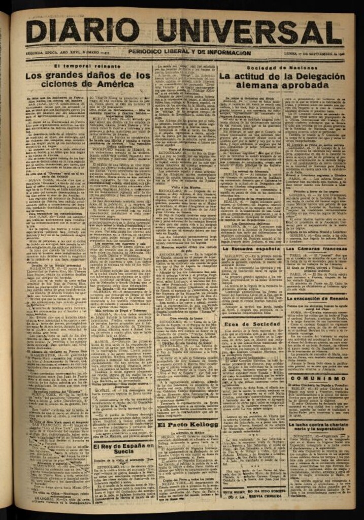 Miniatura de Diario Universal del 17 de septiembre de 1928