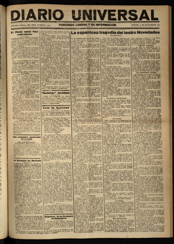 Miniatura de Diario Universal del 25 de septiembre de 1928