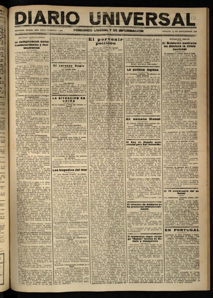 Miniatura de Diario Universal del 29 de septiembre de 1928