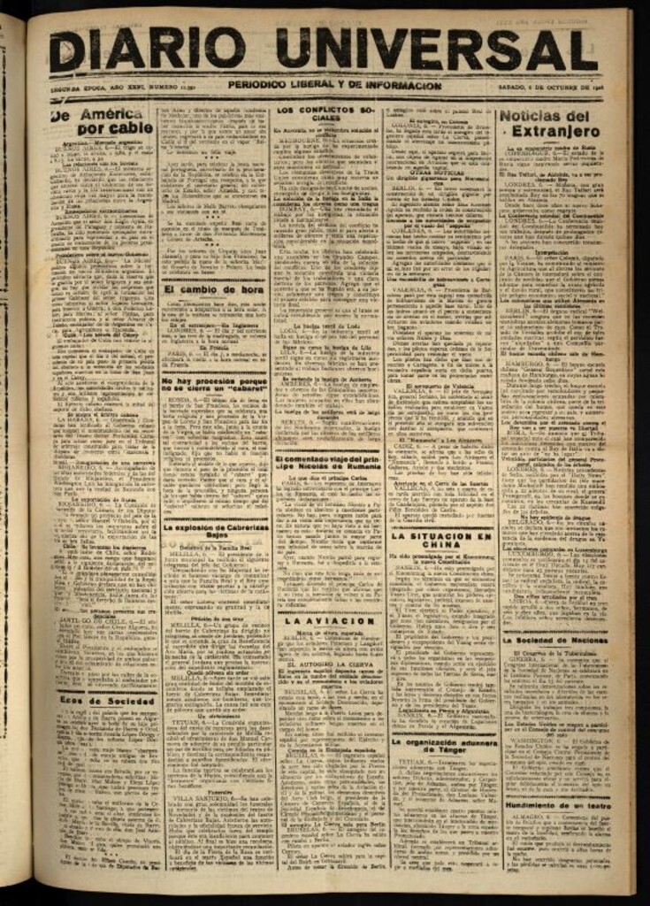Miniatura de Diario Universal del 6 de octubre de 1928