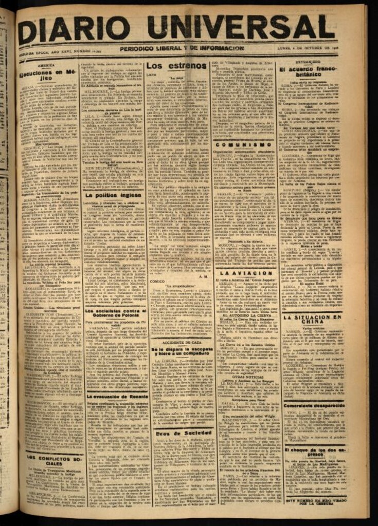 Miniatura de Diario Universal del 8 de octubre de 1928