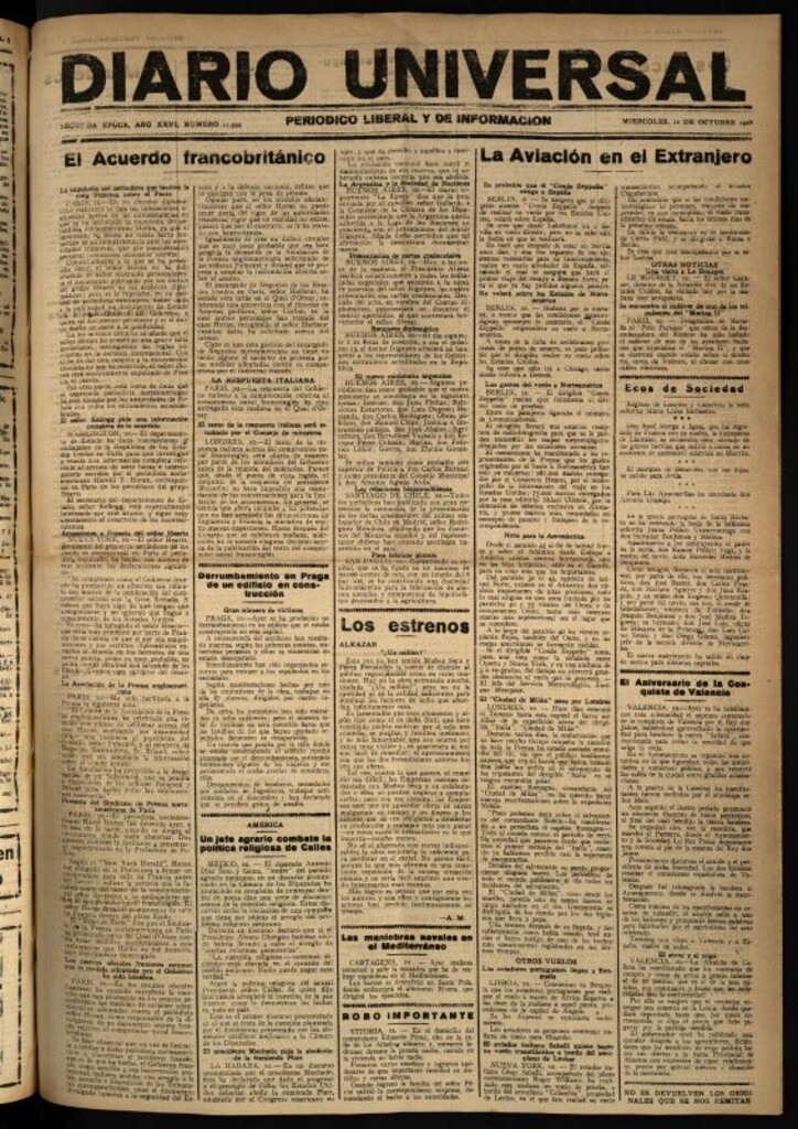Miniatura de Diario Universal del 10 de octubre de 1928