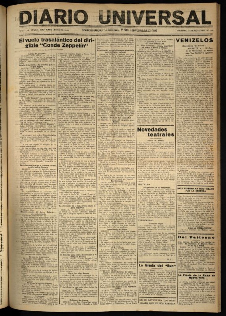 Miniatura de Diario Universal del 12 de octubre de 1928