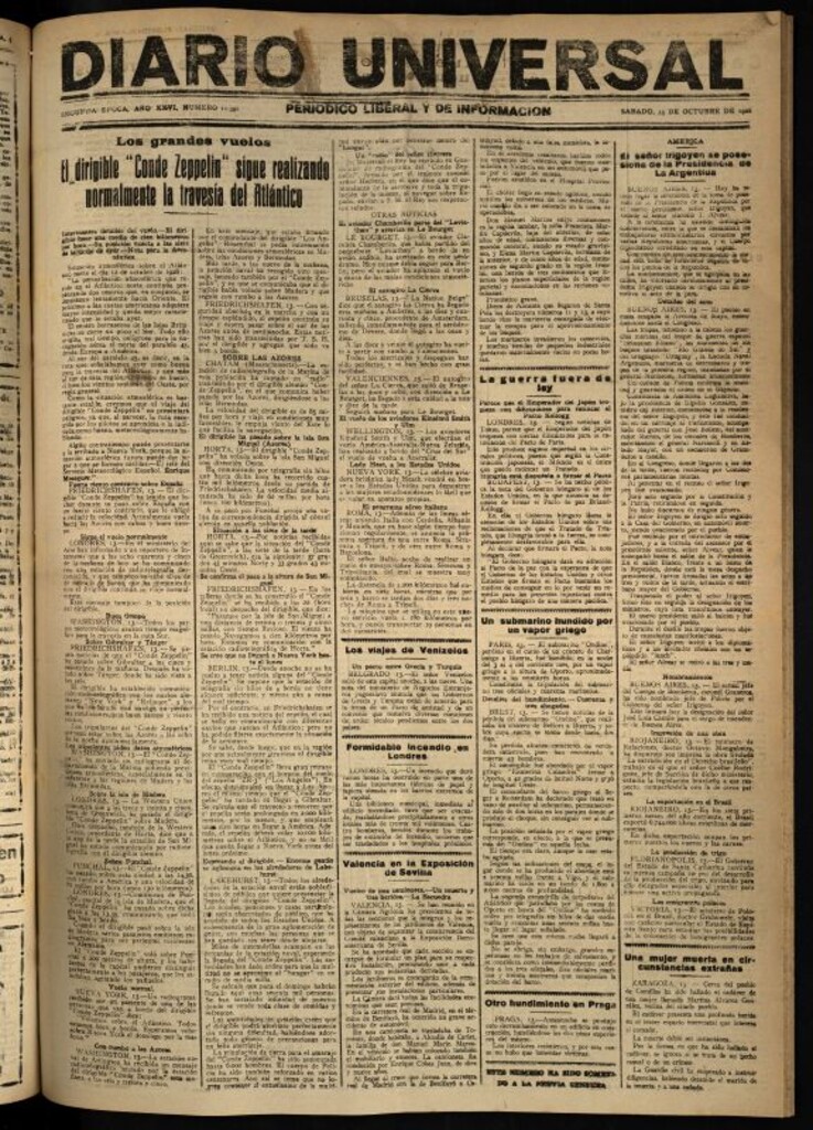 Miniatura de Diario Universal del 13 de octubre de 1928