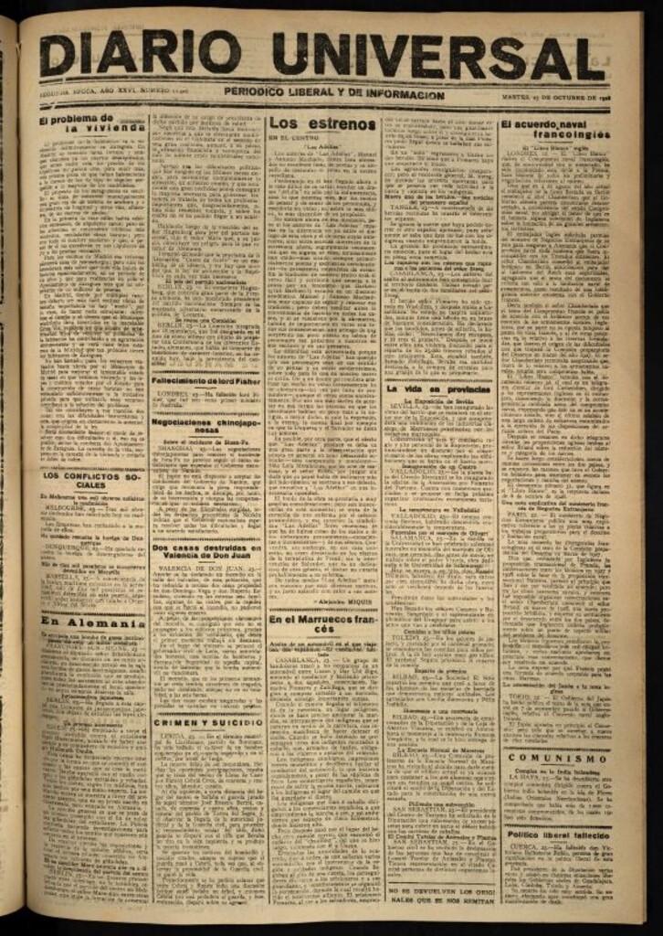 Miniatura de Diario Universal del 23 de octubre de 1928