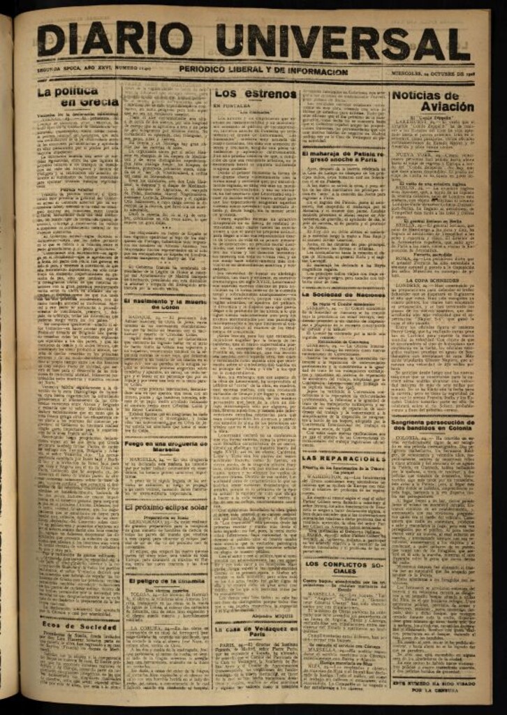 Miniatura de Diario Universal del 24 de octubre de 1928