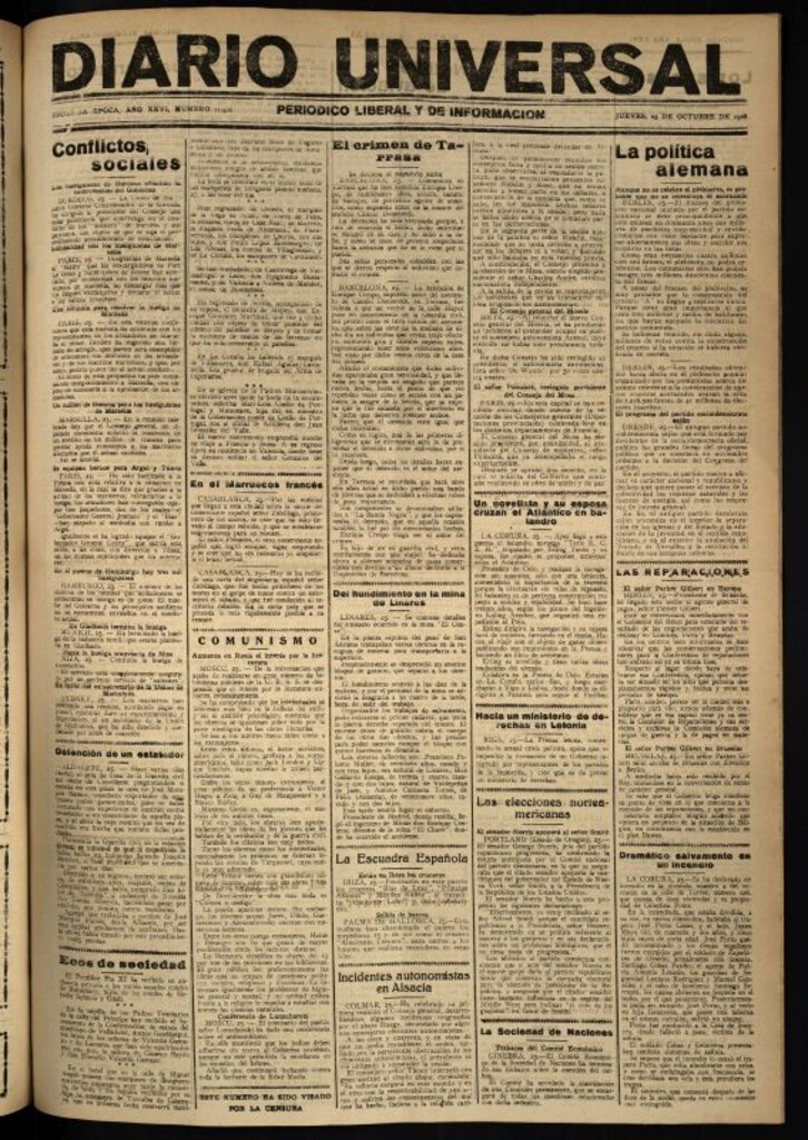 Miniatura de Diario Universal del 25 de octubre de 1928