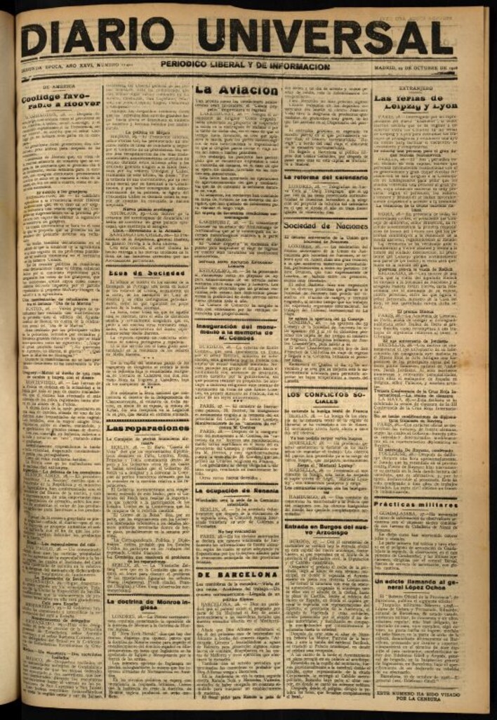 Miniatura de Diario Universal del 29 de octubre de 1928