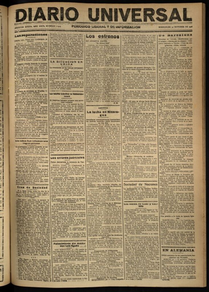 Miniatura de Diario Universal del 31 de octubre de 1928