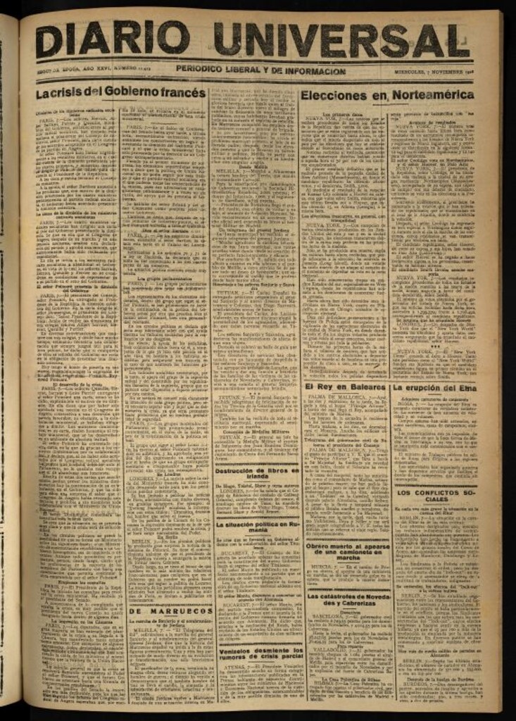 Miniatura de Diario Universal del 7 de noviembre de 1928
