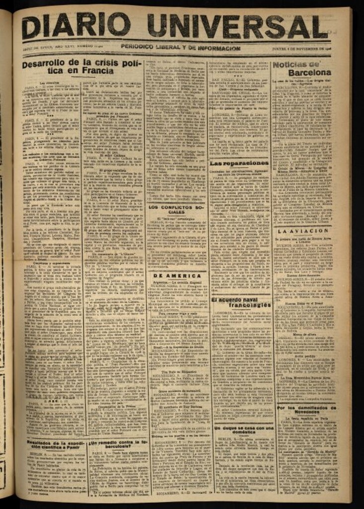Miniatura de Diario Universal del 8 de noviembre de 1928