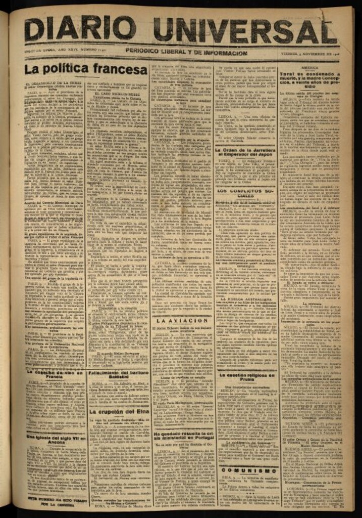 Miniatura de Diario Universal del 9 de noviembre de 1928