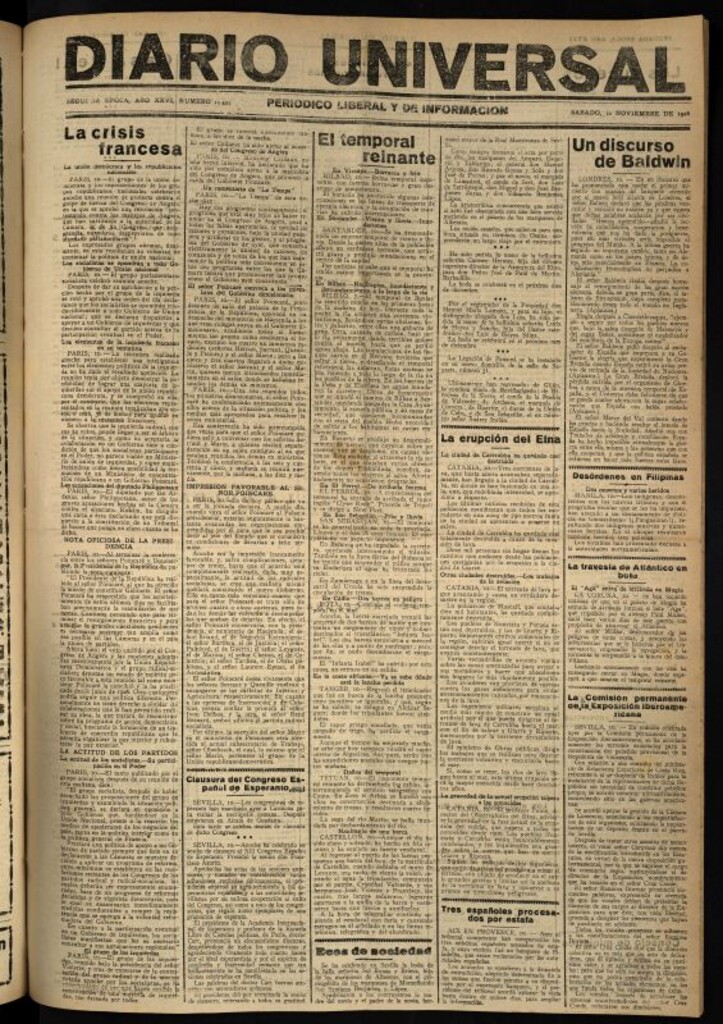 Miniatura de Diario Universal del 10 de noviembre de 1928