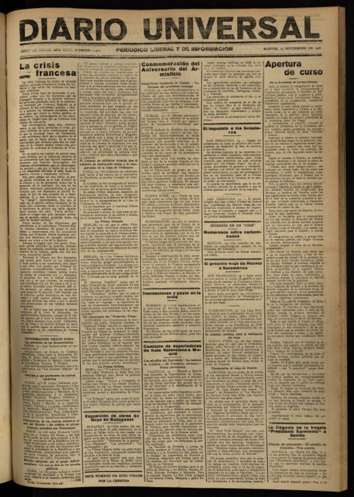 Miniatura de Diario Universal del 13 de noviembre de 1928
