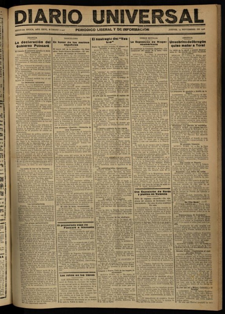 Miniatura de Diario Universal del 15 de noviembre de 1928