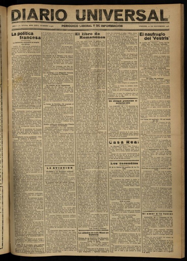Miniatura de Diario Universal del 16 de noviembre de 1928