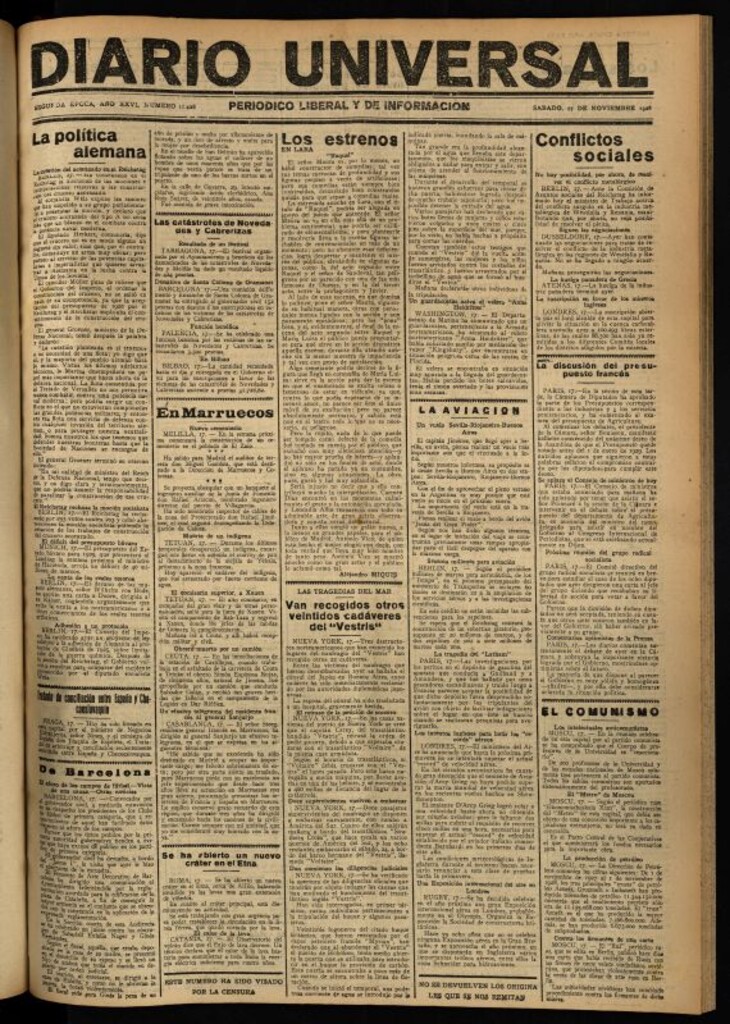 Miniatura de Diario Universal del 17 de noviembre de 1928