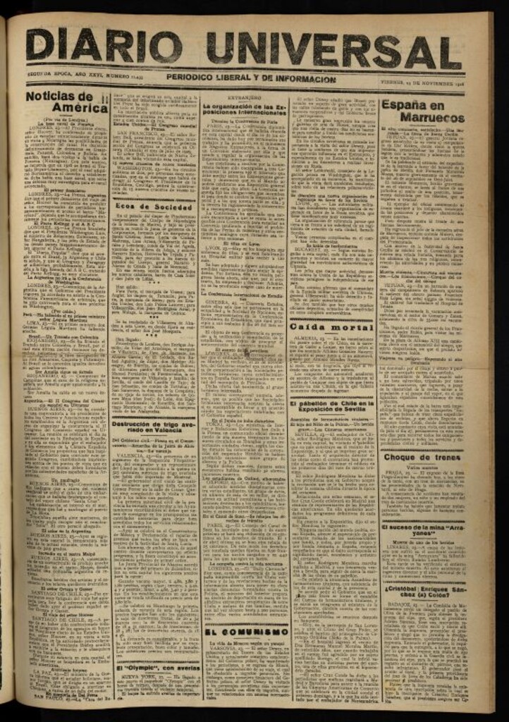 Miniatura de Diario Universal del 23 de noviembre de 1928