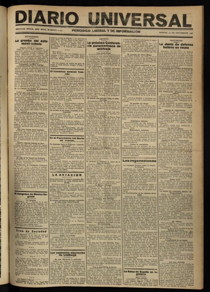 Miniatura de Diario Universal del 24 de noviembre de 1928