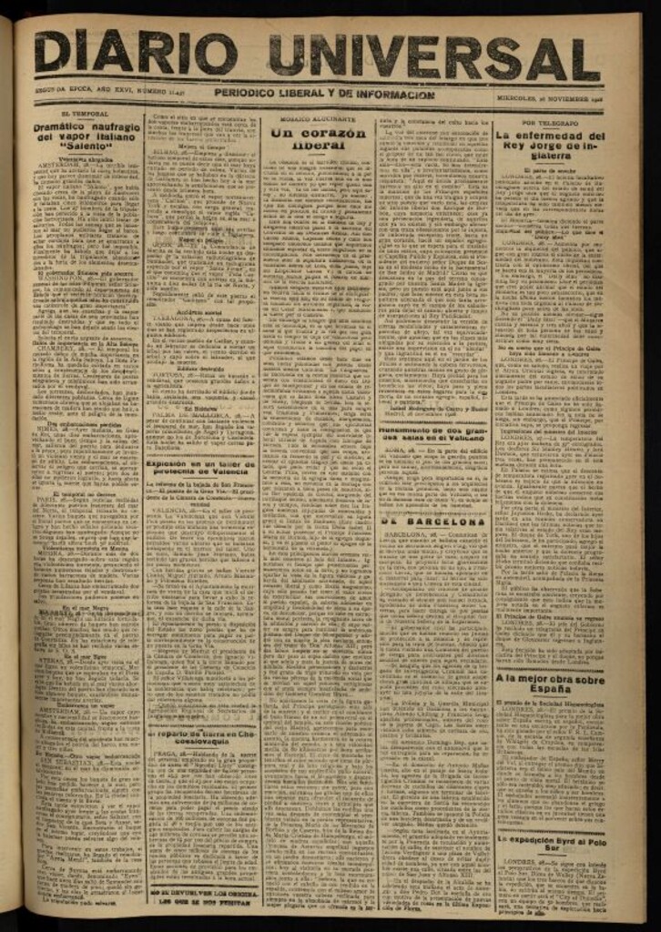 Miniatura de Diario Universal del 28 de noviembre de 1928