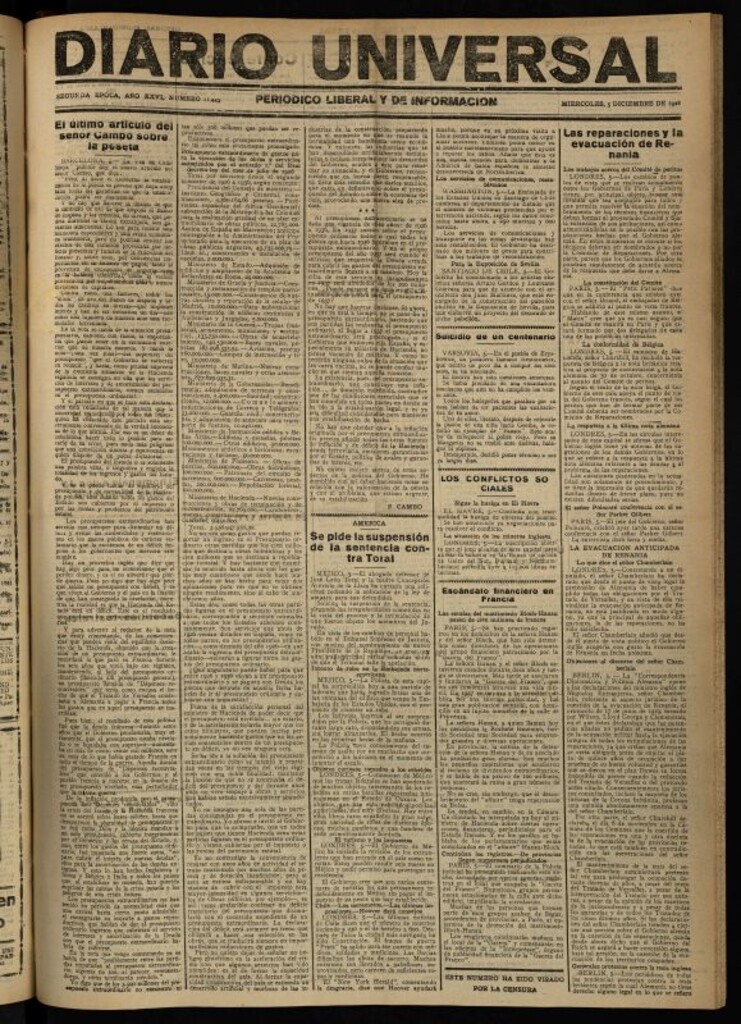 Miniatura de Diario Universal del 5 de diciembre de 1928