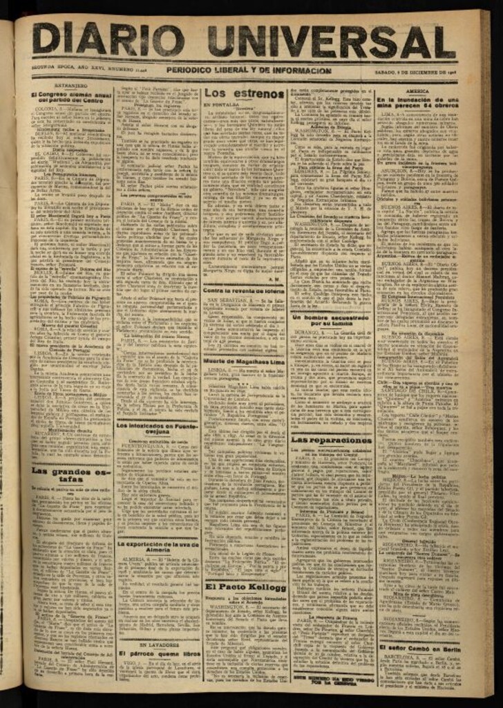 Miniatura de Diario Universal del 8 de diciembre de 1928