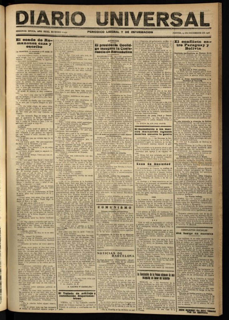 Miniatura de Diario Universal del 13 de diciembre de 1928