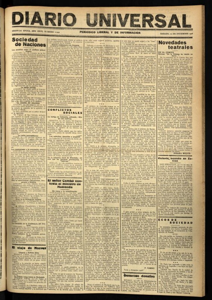 Miniatura de Diario Universal del 15 de diciembre de 1928