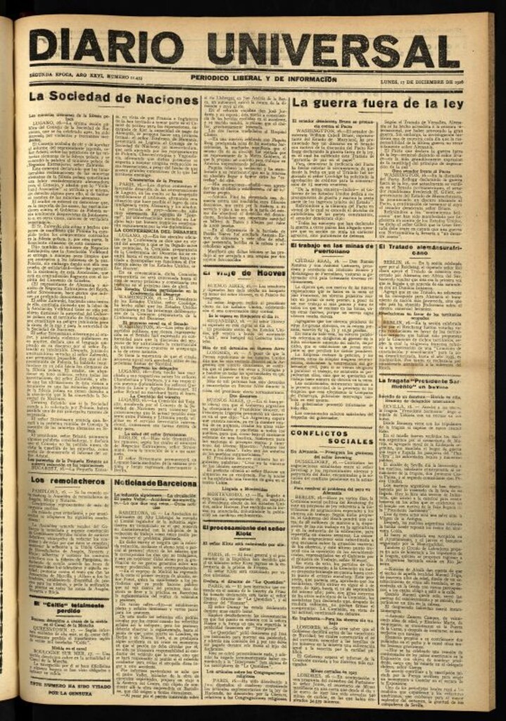 Miniatura de Diario Universal del 17 de diciembre de 1928