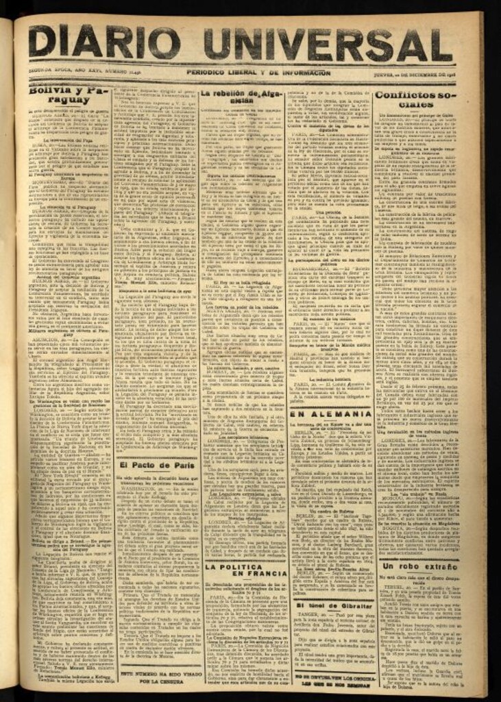 Miniatura de Diario Universal del 20 de diciembre de 1928