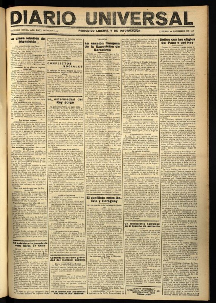 Miniatura de Diario Universal del 21 de diciembre de 1928