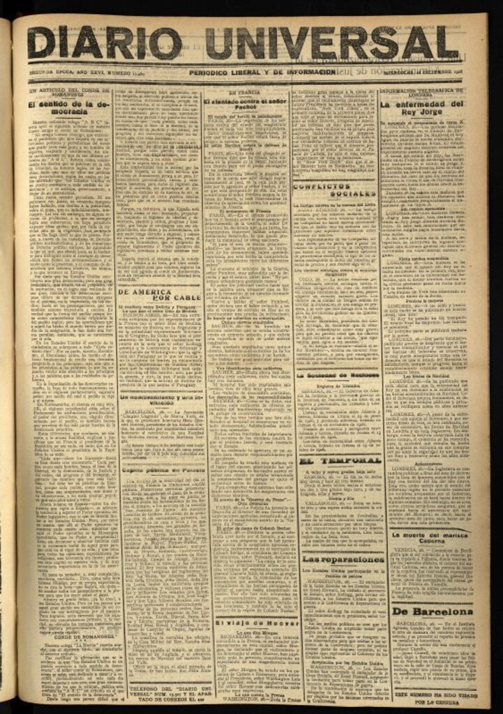 Miniatura de Diario Universal del 26 de diciembre de 1928