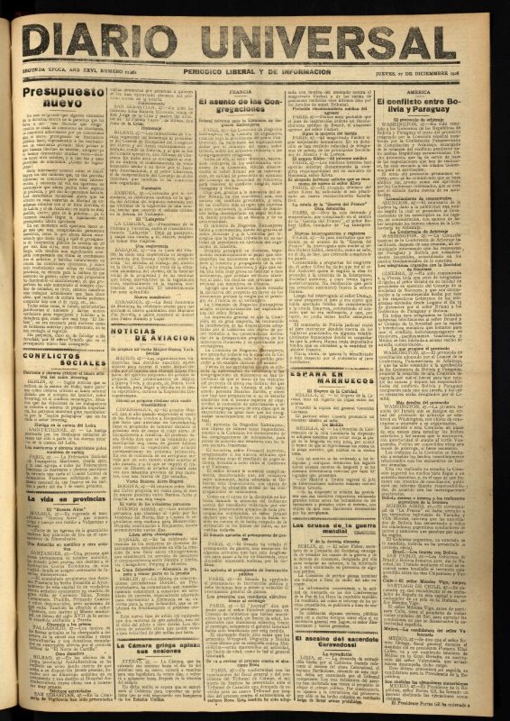Miniatura de Diario Universal del 27 de diciembre de 1928