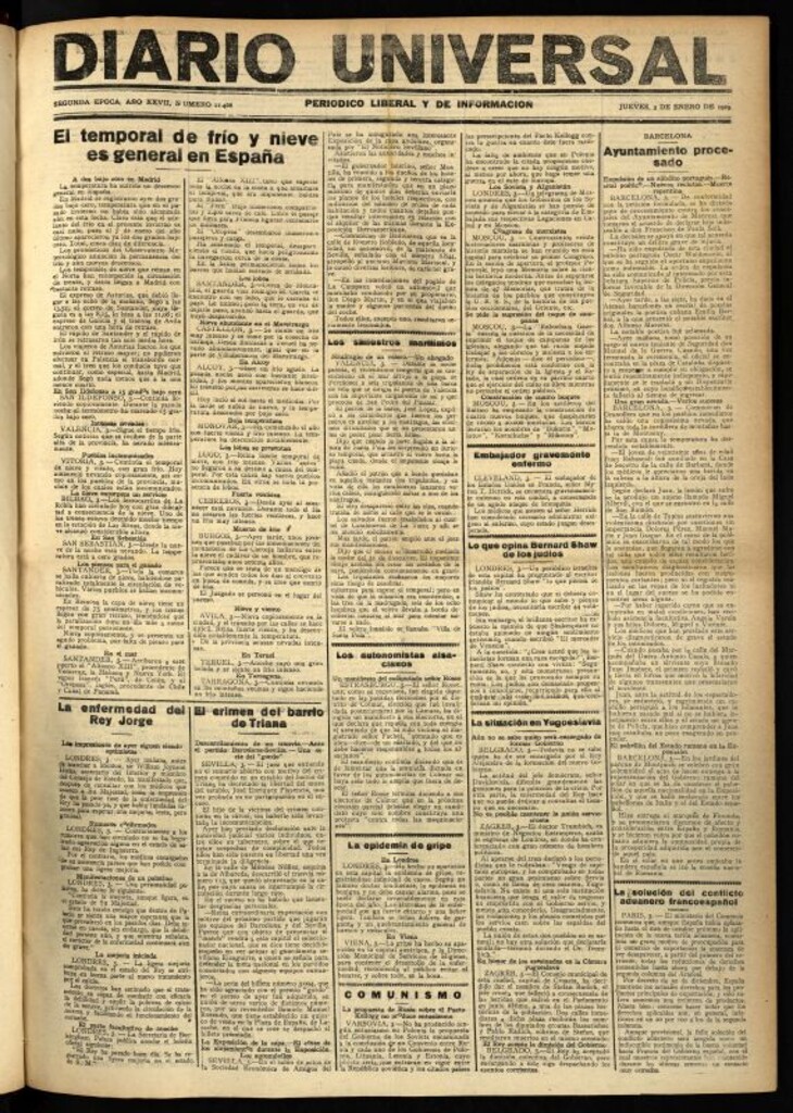 Miniatura de Diario Universal del 3 de enero de 1929