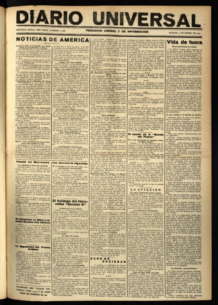 Miniatura de Diario Universal del 5 de enero de 1929