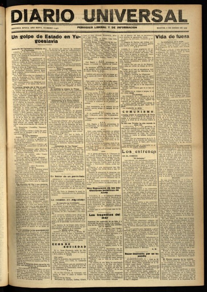 Miniatura de Diario Universal del 8 de enero de 1929