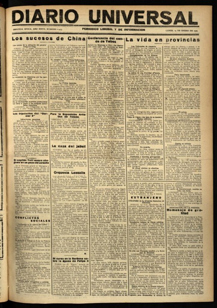 Miniatura de Diario Universal del 14 de enero de 1929