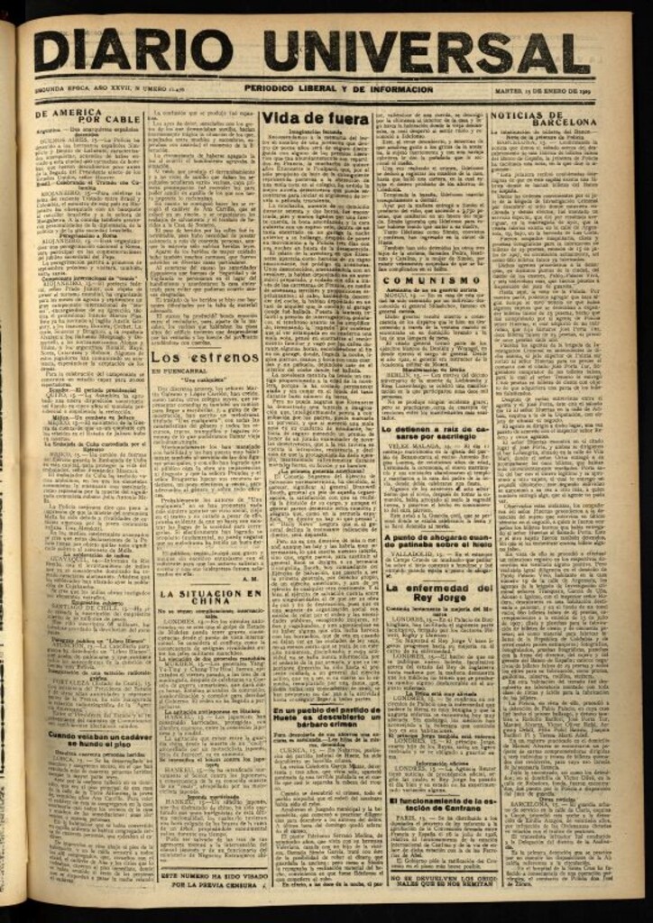Miniatura de Diario Universal del 15 de enero de 1929