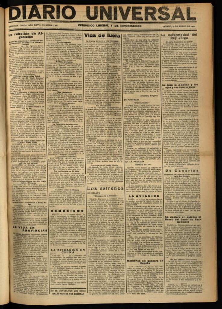 Miniatura de Diario Universal del 19 de enero de 1929