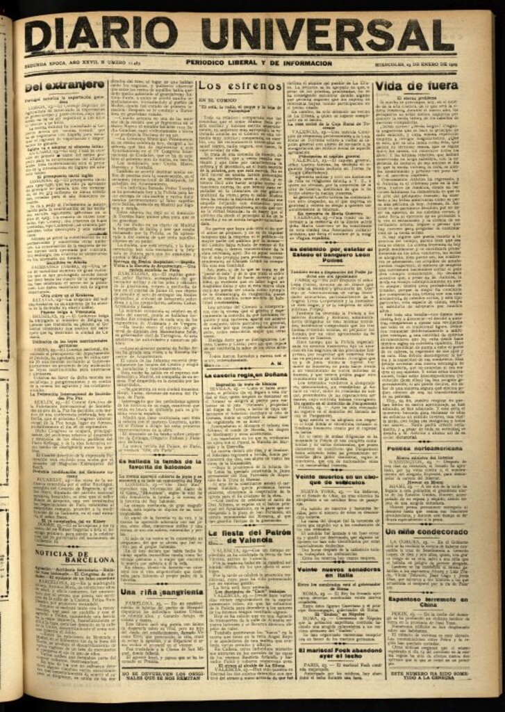 Miniatura de Diario Universal del 23 de enero de 1929
