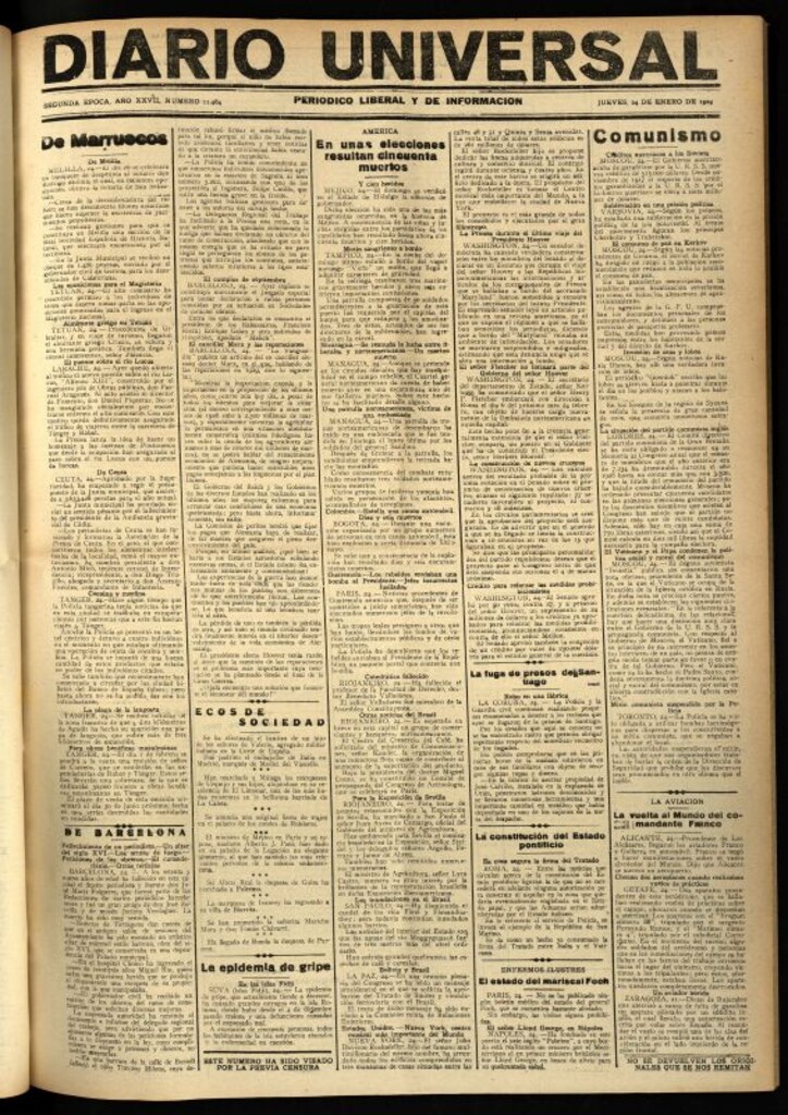 Miniatura de Diario Universal del 24 de enero de 1929