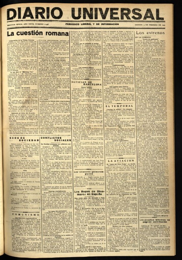Miniatura de Diario Universal del 9 de febrero de 1929