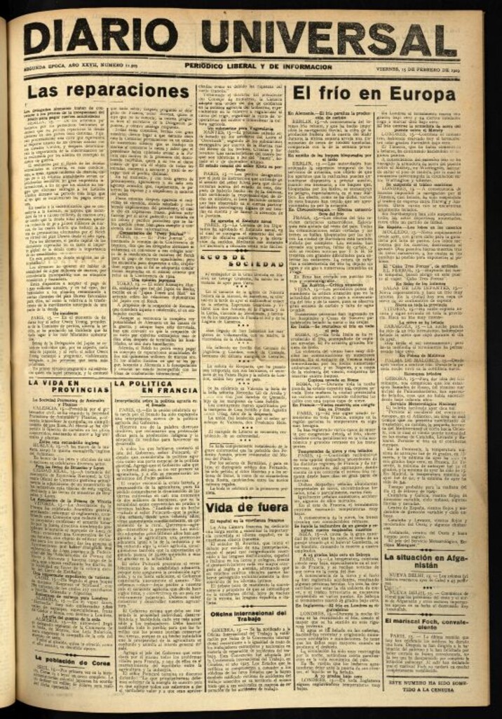 Miniatura de Diario Universal del 15 de febrero de 1929